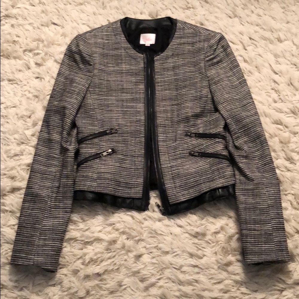 Parker tweed jacket with leather trim